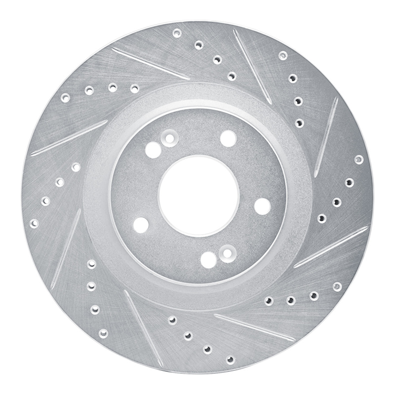 Kia Sorento Brake Rotor (1) - Front Right - R1 Concepts - Drilled & Slotted - Silver - `15-`20 Kia Sorento Brake Rotor (1) - Front Right - R1 Concepts - Drilled & Slotted - Silver - `15-`20